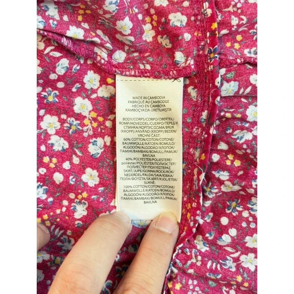 Polo Ralph Lauren Girls 6X Pink Floral Sweatshirt Dress Ruffle Sleeve
